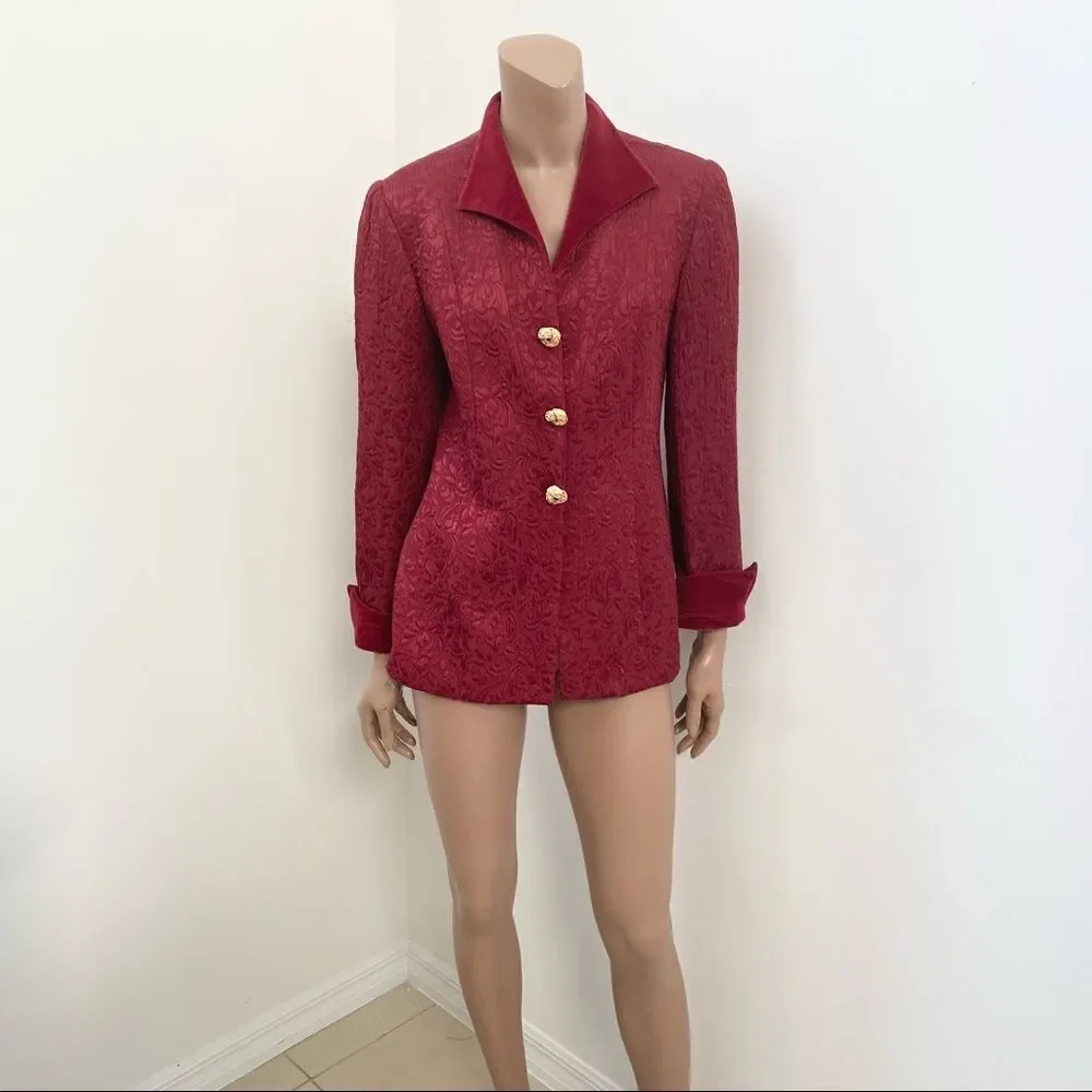 Christian Dior Wool Blend Red Jacket Skirt set 8P